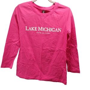Destinations Lake Michigan Unsalted‎ Pink Long Sleeve T Shirt Women's Medium